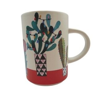 Starbucks 2017 Holiday Christmas Cactus Lights Ceramic Coffee Mug 12oz White Red
